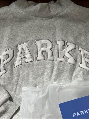 Parke Metallic Grey Varsity Fleece Mockneck L/XL Pullover NEW IN BAG NWT